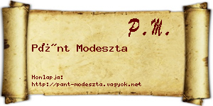 Pánt Modeszta névjegykártya